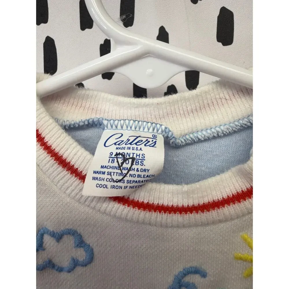 Vintage Carters 9M Infant Sleeper One Piece 18-20lbs Terry drawing house USA